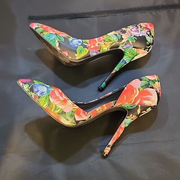 JUSTFAB FLORAL MULTI D'ORSAY HIGH HEEL PUMPS S2 - Picture 10 of 16